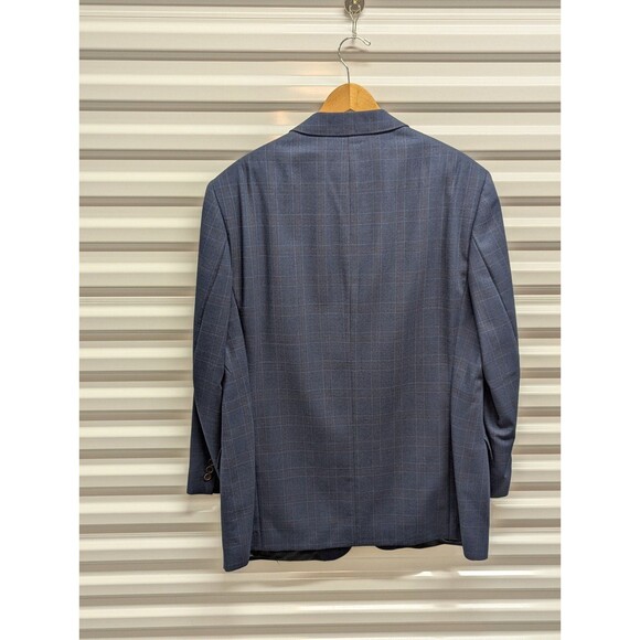 Cavelli Size 44L Blue Plaid 100% Wool Blazer - Christopher's Couture - Picture 6 of 9